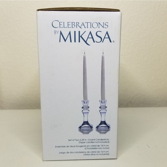 Celebrations by Mikasa Set of 2 Crystal Candlesticks Holders 6.25" - Picture 6 of 9